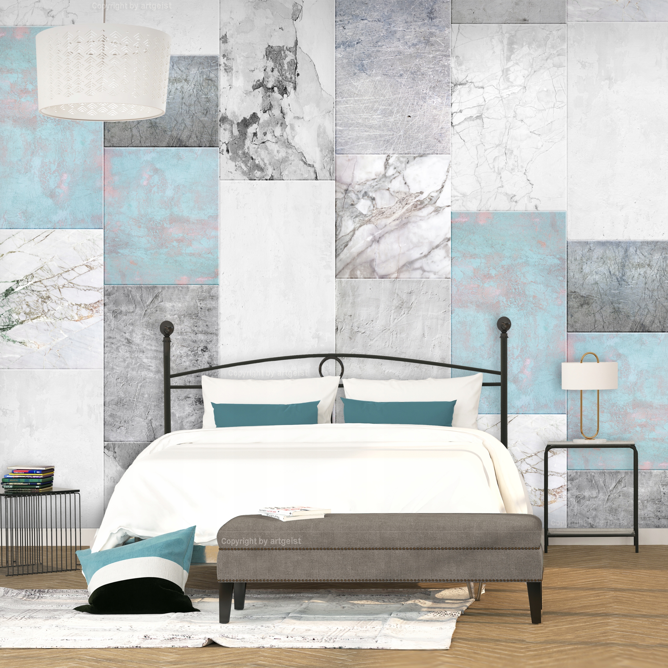 TAPETA ROLKA NIEBIESKIE KAFLE 0,5x10m f-A-0706-j-a Długość 1000 m