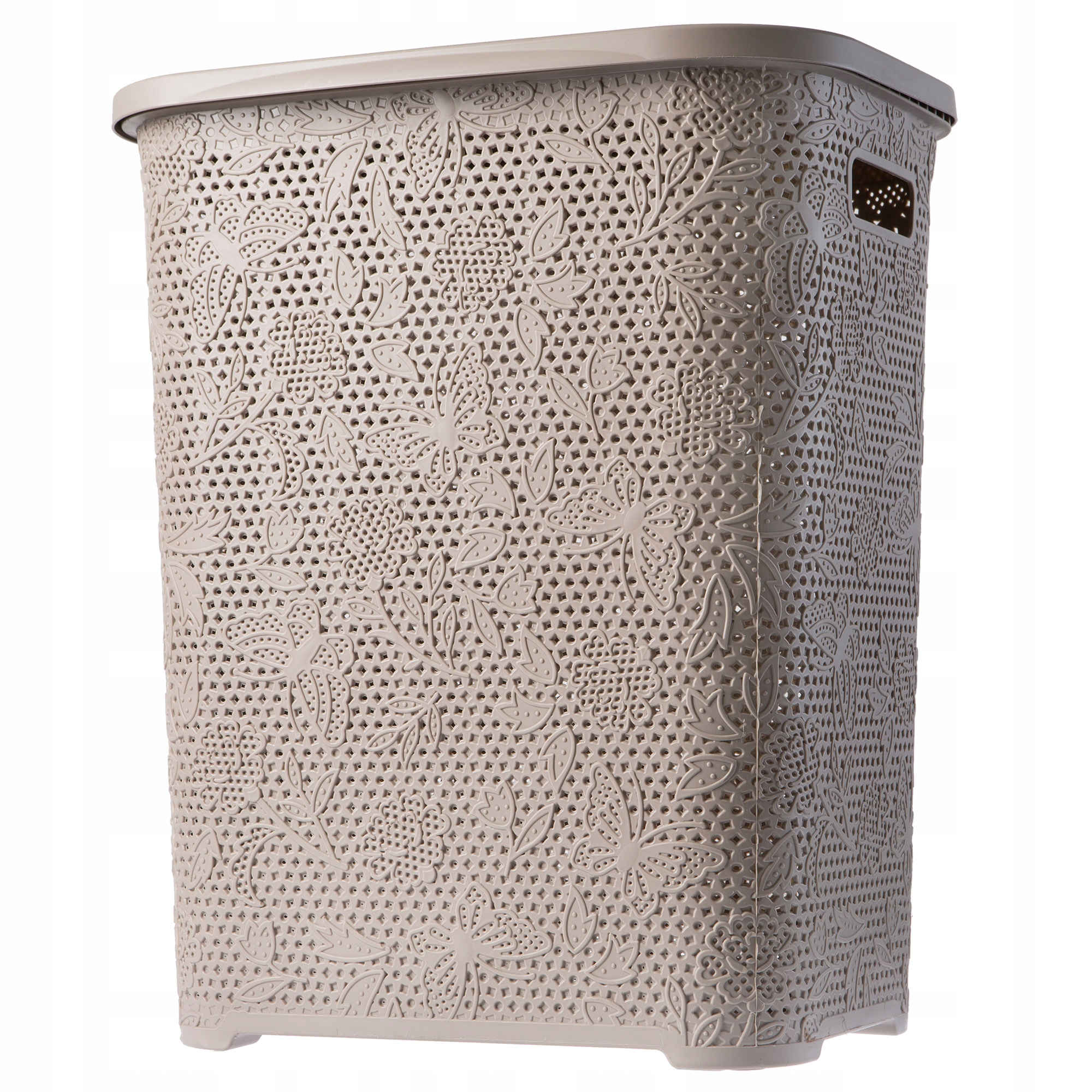 

Duży Kosz Na Pranie Bieliznę Z Pokrywą Beżowy 55L