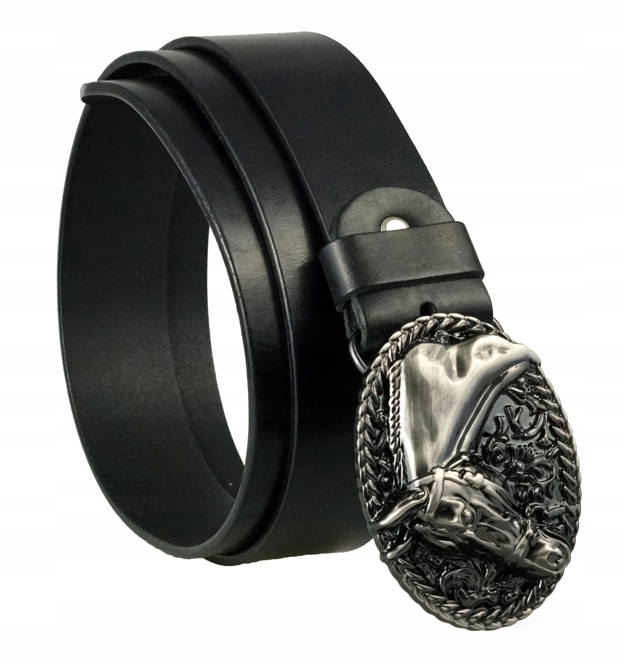 PASEK DO SPODNI SKÓRZANY KLAMRA KOŃ 110