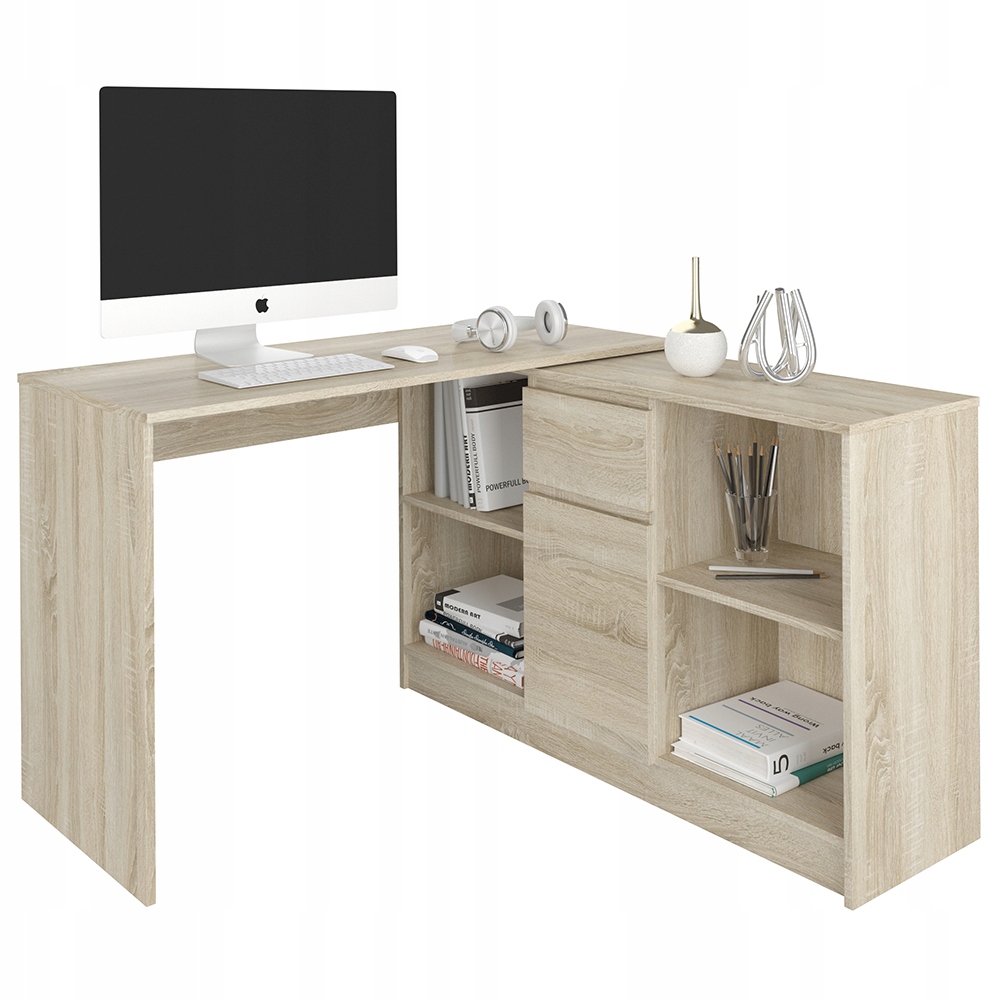 Biurko narożne i komoda zestaw 120cm sonoma N14