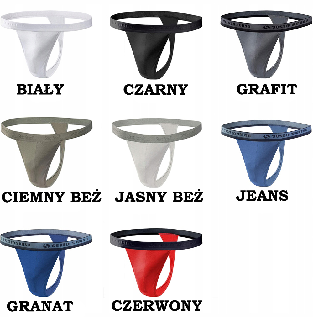 SESTO SENSO - stringi MĘSKIE STM01 kolory r XL Fason Stringi