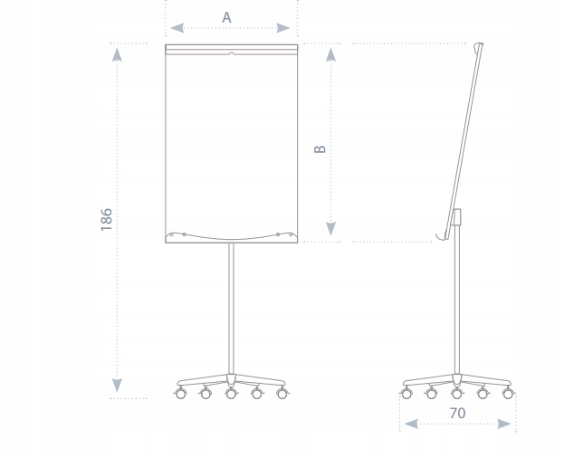 FLIPCHART TABLICA SUCHOSCIERALNA NA KÓŁKACH 70x100 Rodzaj flipcharta na kółkach