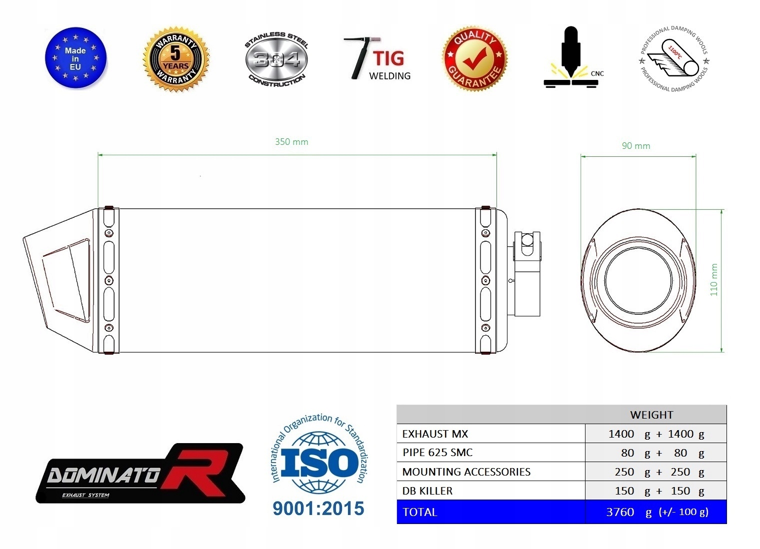 KT050DE - DOMINATOR MX 2 625 SMC 2005-2006 exhaust