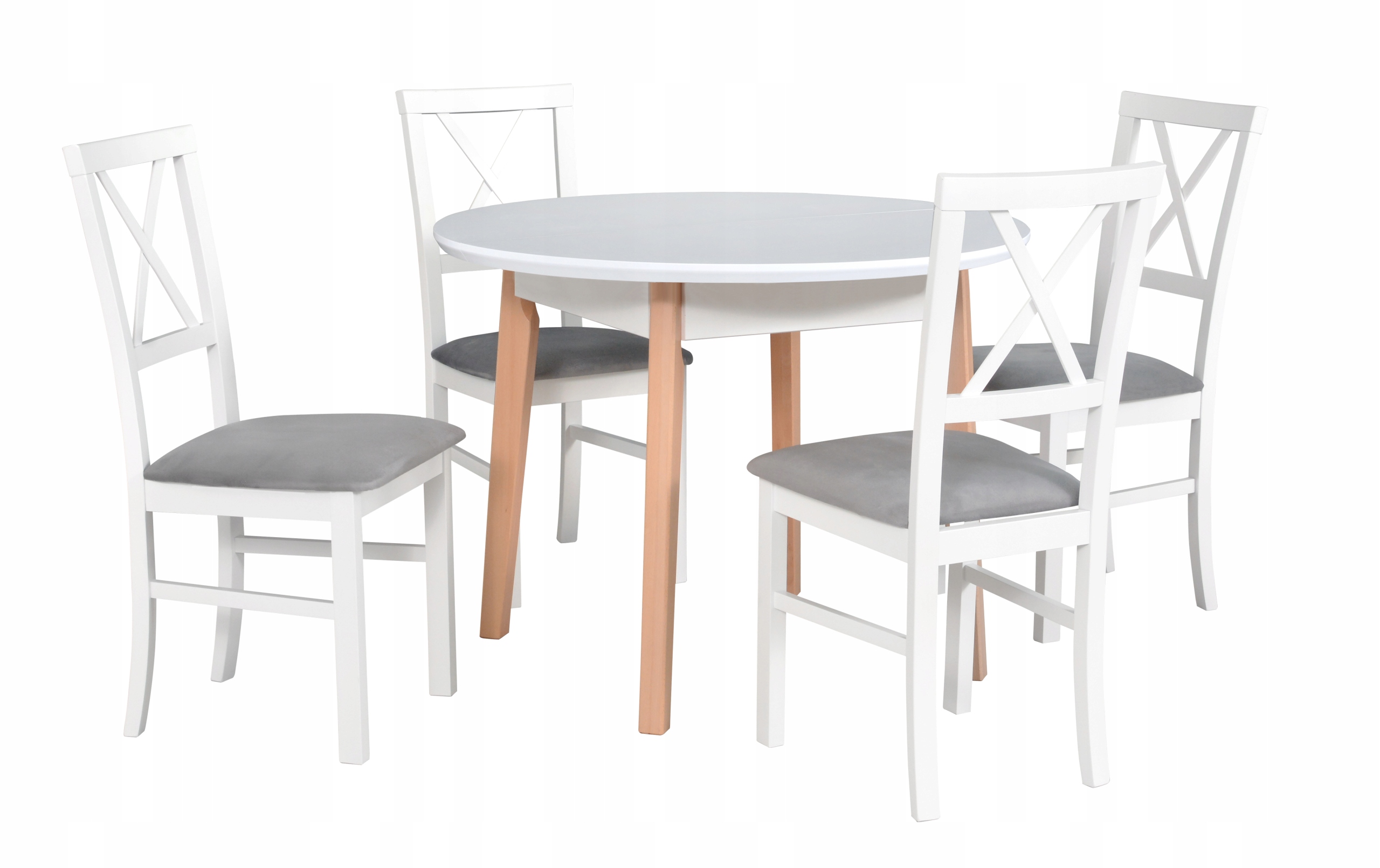 Современный белый набор круглого стола и 4 стула