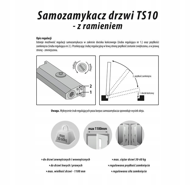 SAMOZAMYKACZ DRZWI FURTEK BRAM DOMYKACZ SREBRNY EAN (GTIN) 5907630160072