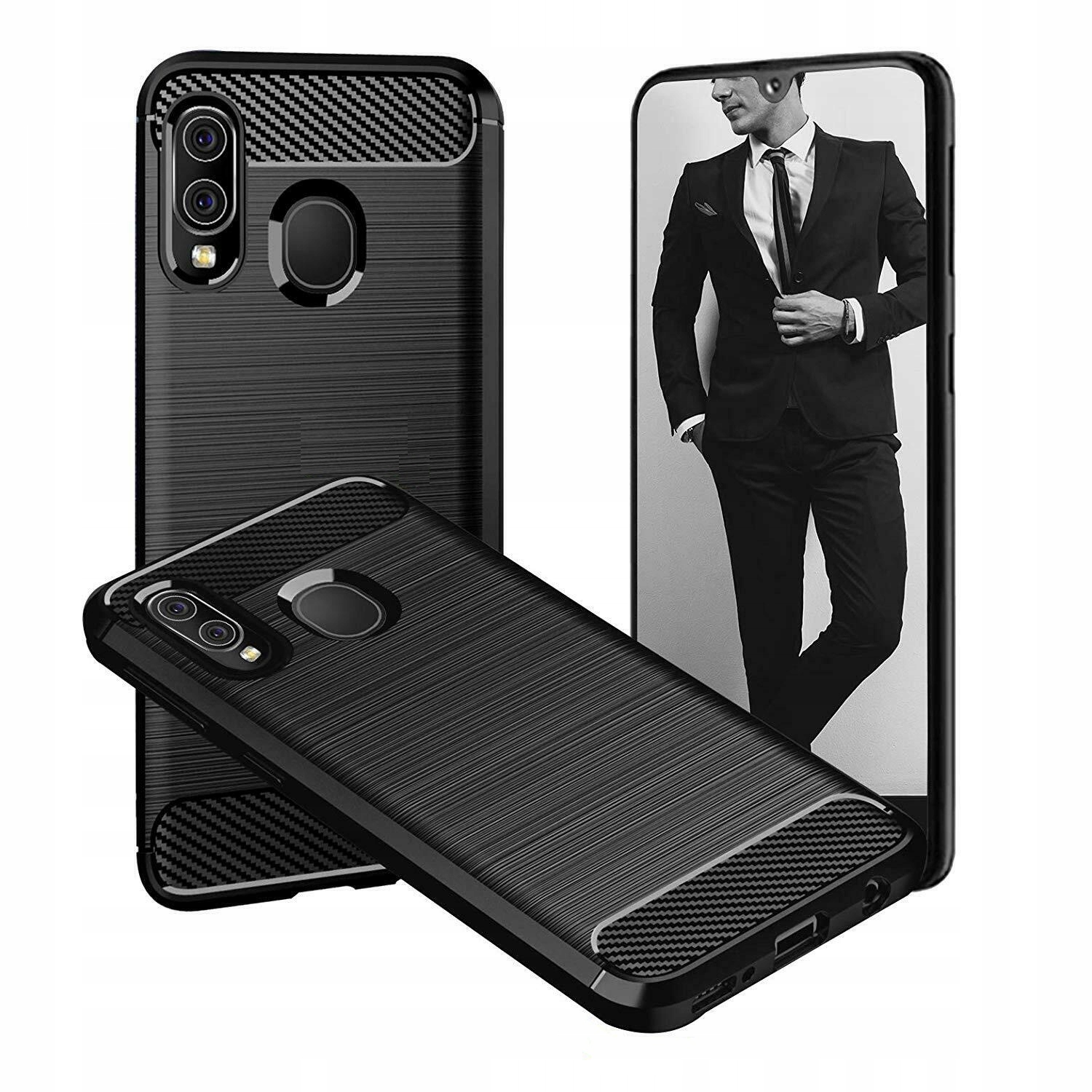 

Etui Pancerne Karbon do Huawei P Smart 2019 +szkło