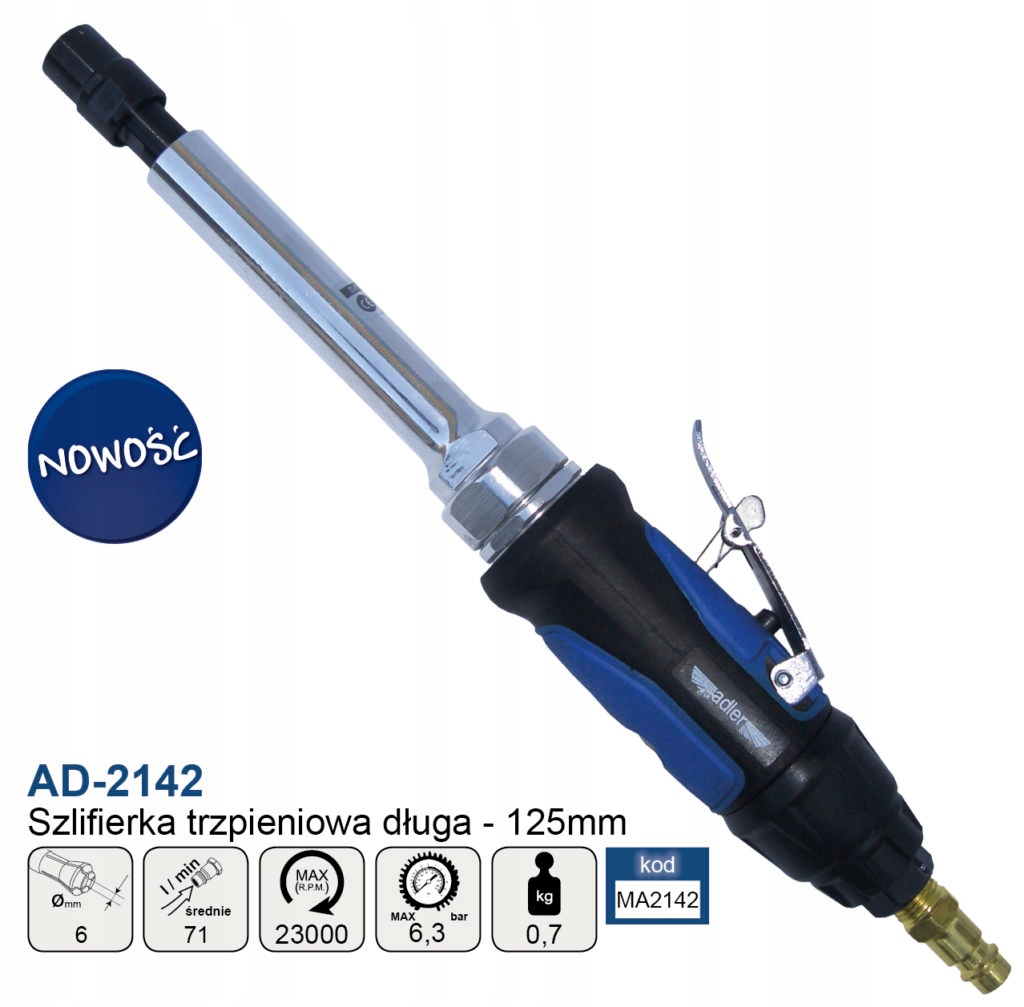ADLER ПНЕВМАТИЧЕСКИЙ ПРЯМОЙ ШЛИФОВАЛЬНЫЙ СТАНОК AD 2142 ДЛИННЫЙ