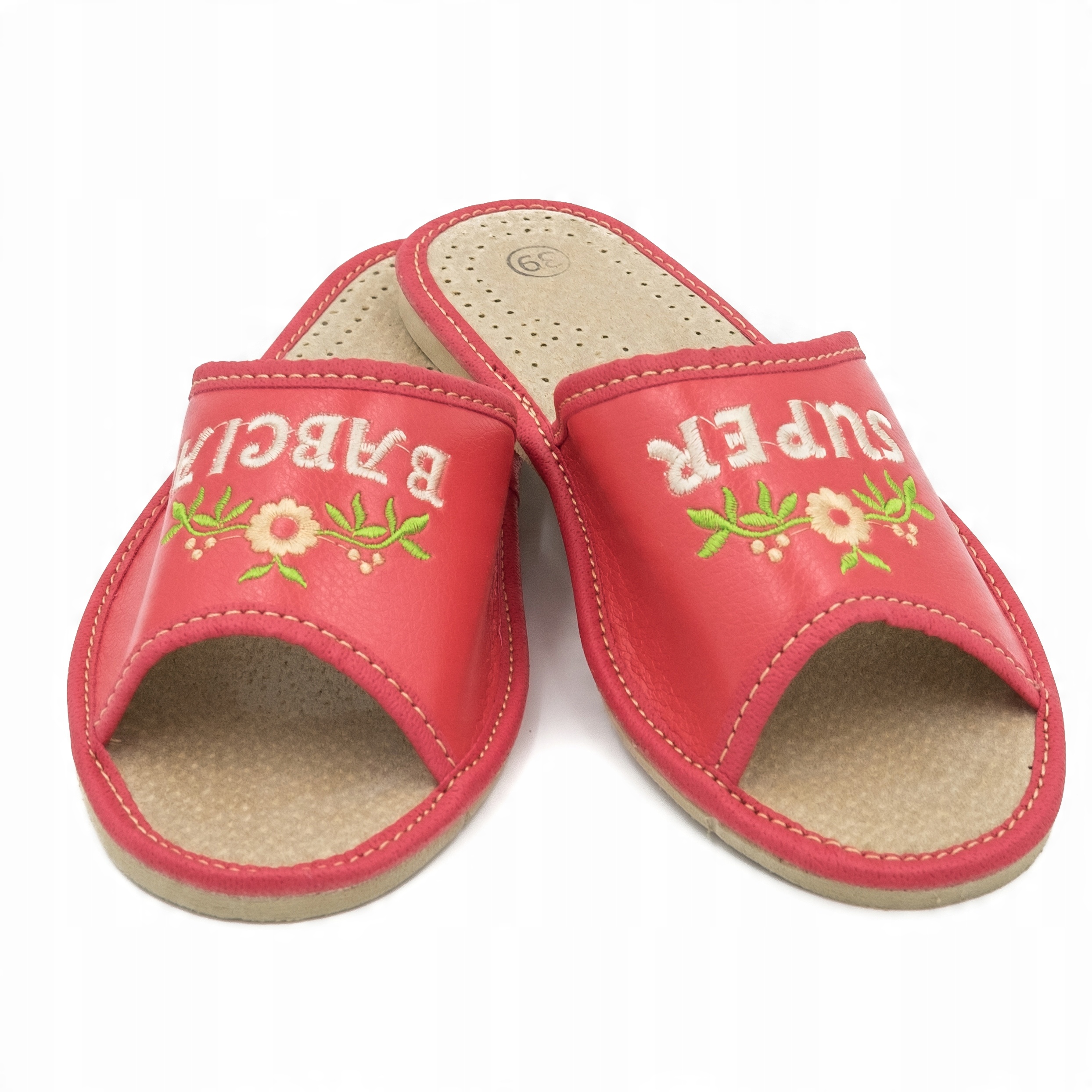 

Wygodne Kapcie Skórzane Pantofle Super Babcia 39