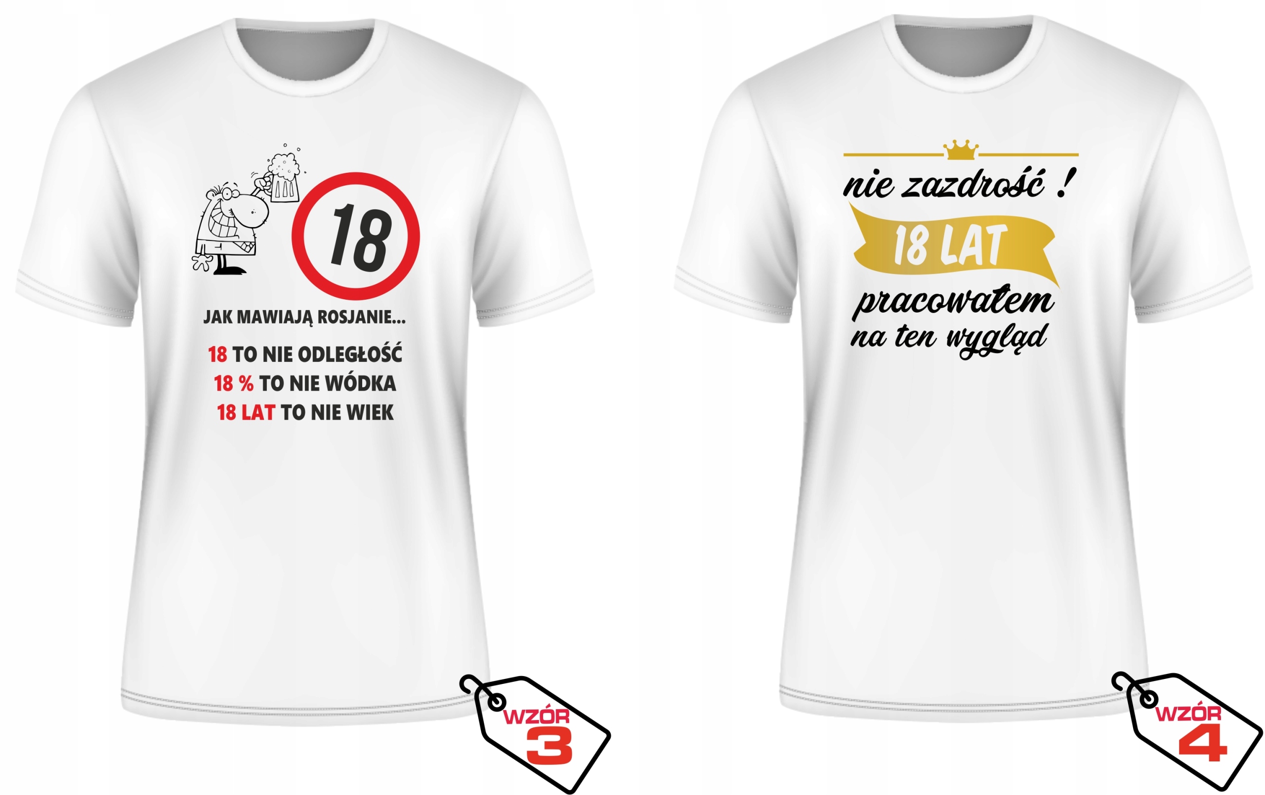 KOSZULKA NA 18 URODZINY 18 LAT SUPER PREZENT /M Wzór dominujący print (nadruk)