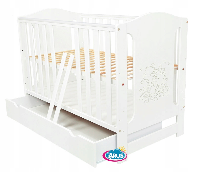 ŁÓŻECZKO Z SZUFLADĄ TAPCZANIK TAPCZAN BIAŁE Marka Aruś