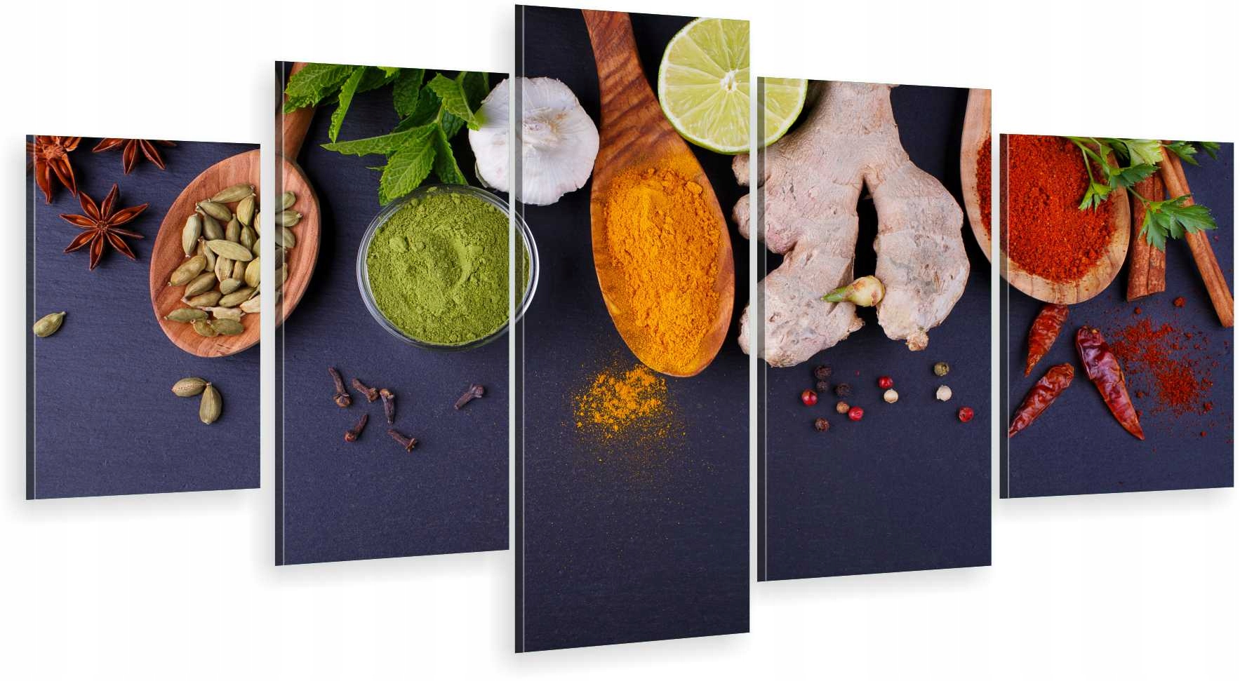 

Tryptyk 5-CZĘŚCI Na Ścianę Do Kuchni Przyprawy