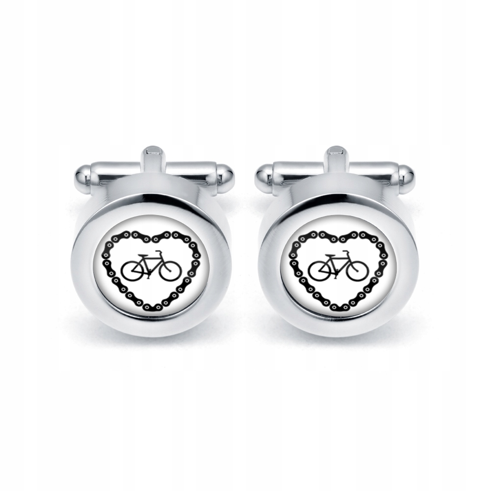 Eleganckie spinki do mankietów LOVE BIKE rower