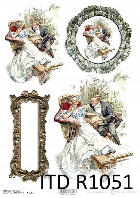 Papier Ryżowy R1051 z włoskami A4 decoupage