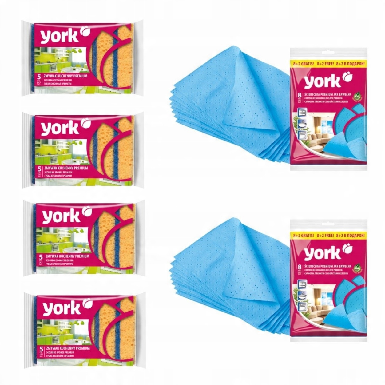 

York ścierki kuchenne zmywaki gąbki Zestaw Premium