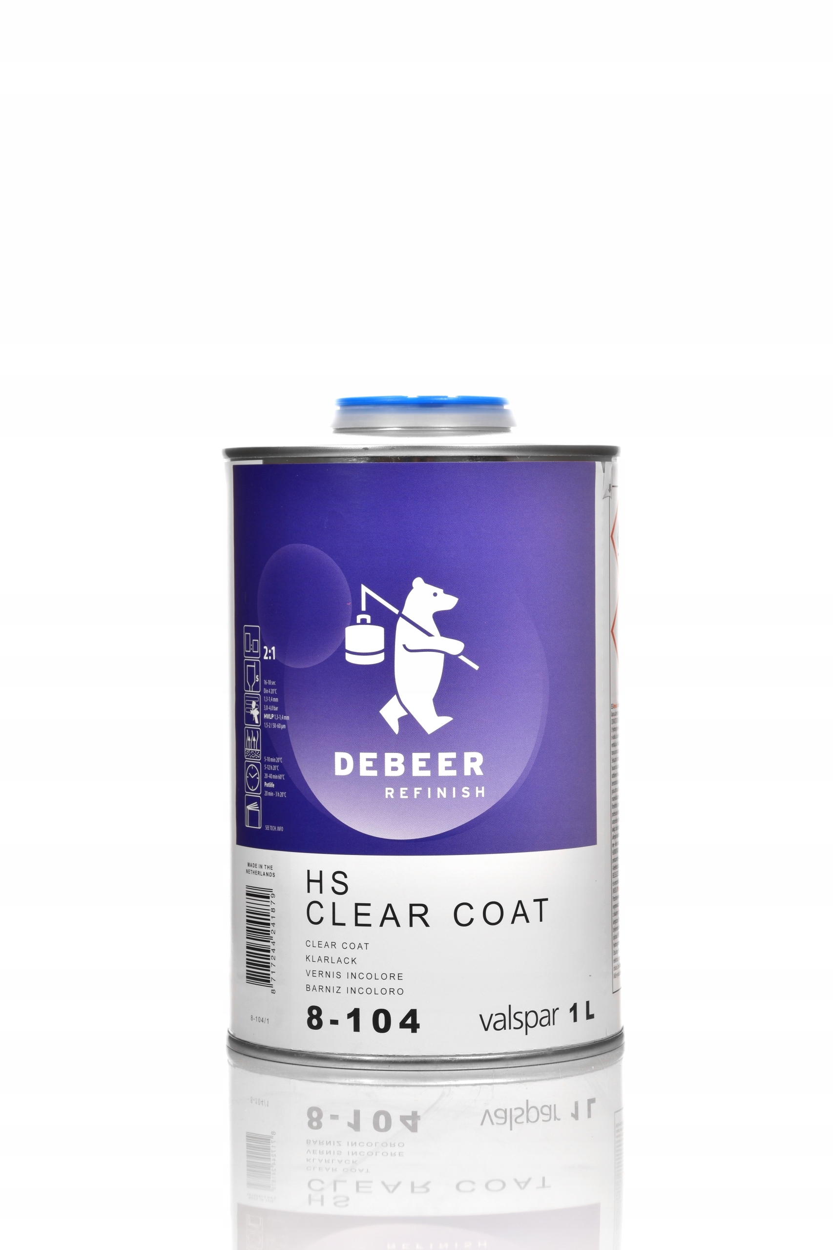 Debeer 8-104 Lakier Bezbarwny Hs 1,5L Kpl. UTW.Medium