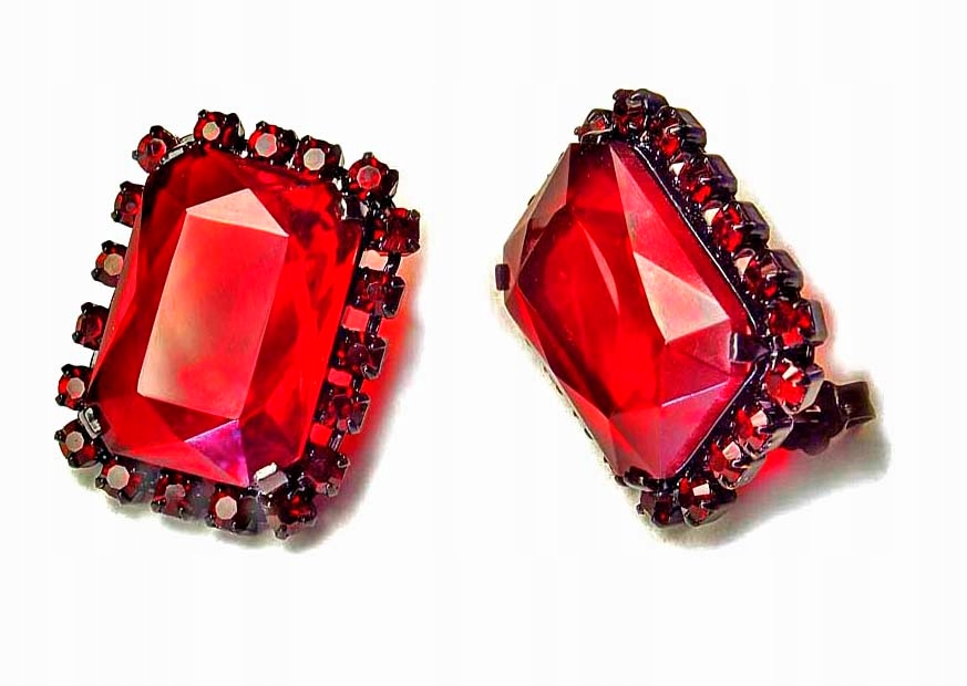 

Kolczyki Czerwone Bordowe Kryształowe Wizytowe