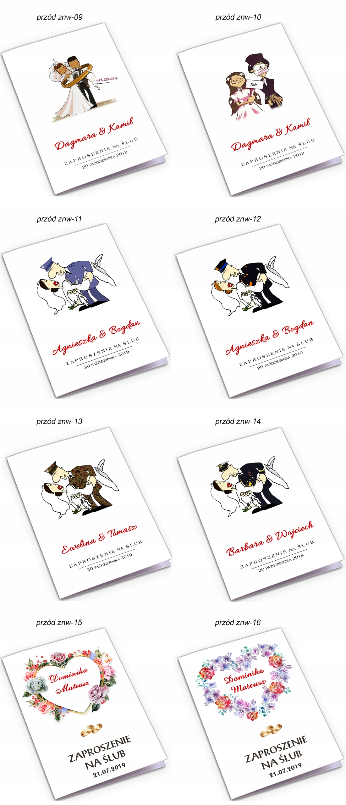 ZAPROSZENIE ŚLUB ZAPROSZENIA zawiadomienia ślubne Wykończenie papieru nie dotyczy