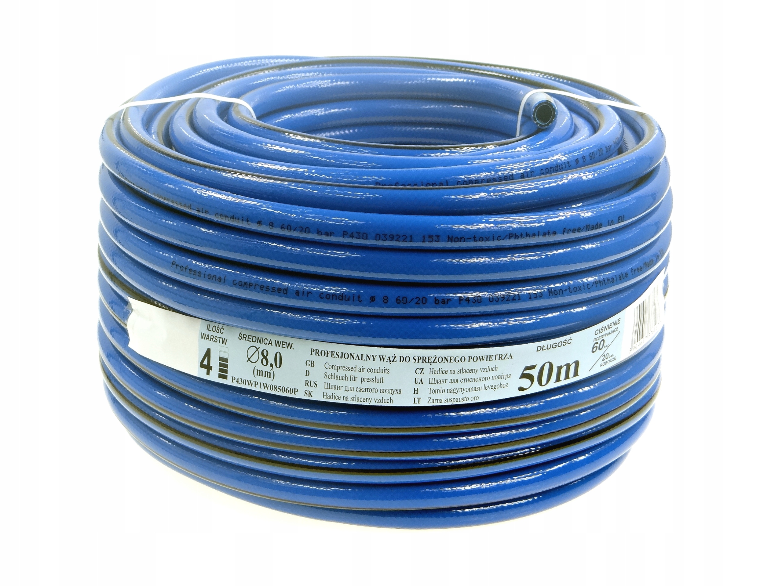 WĄŻ DO SPRĘŻONEGO POWIETRZA FI = 8mmx50m,NIEBIESK