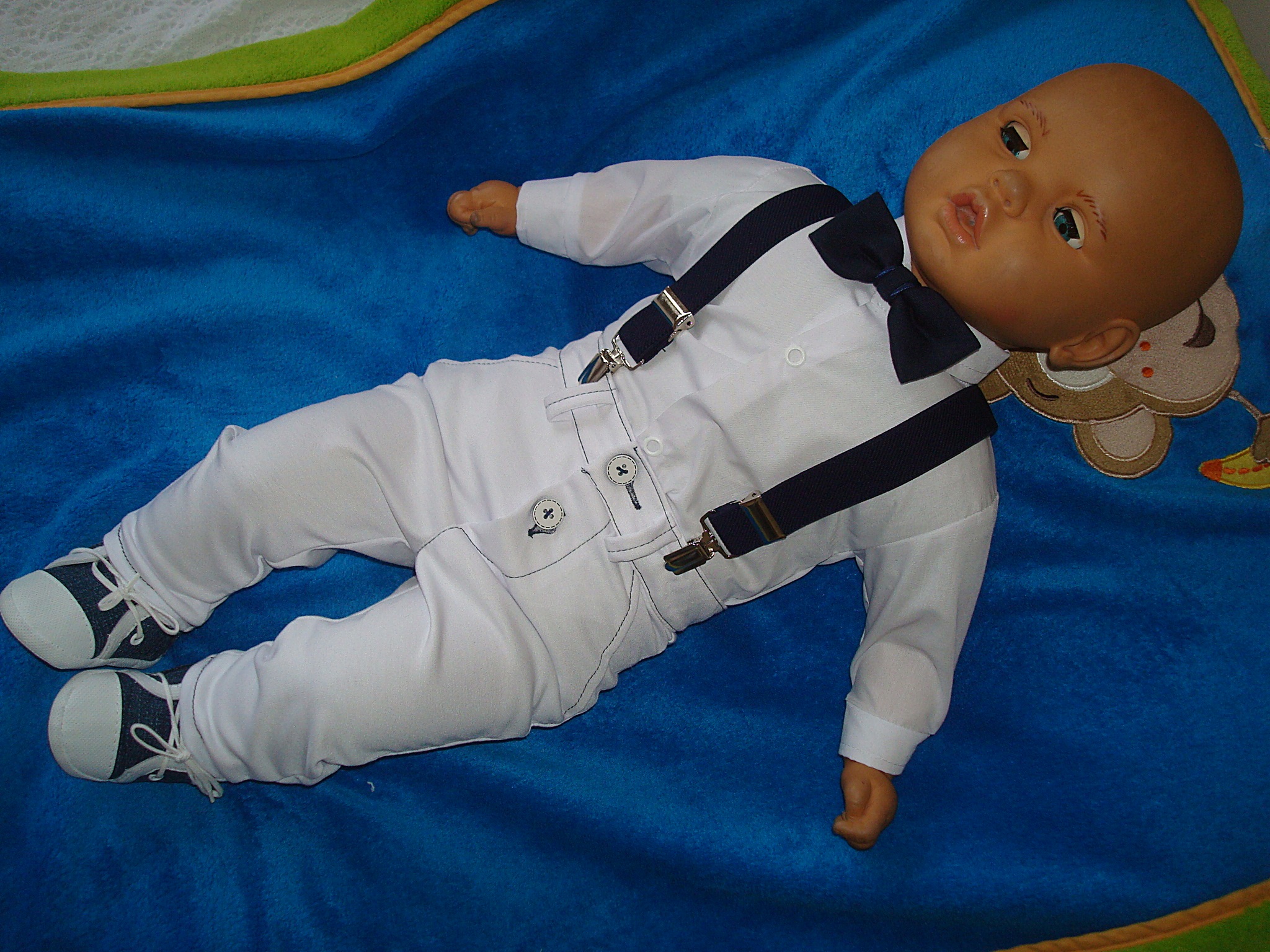 BAWEŁNA MARYNARKA KOMPLET UBRANKO/CHRZTU/WESELE/80 Marka bez marki