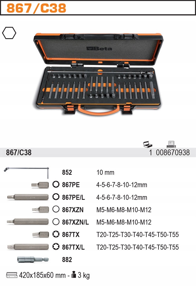 BETA ZESTAW KONCOWEK BITOW AKCESORIA PUDELKO 867 Number of Elements sets