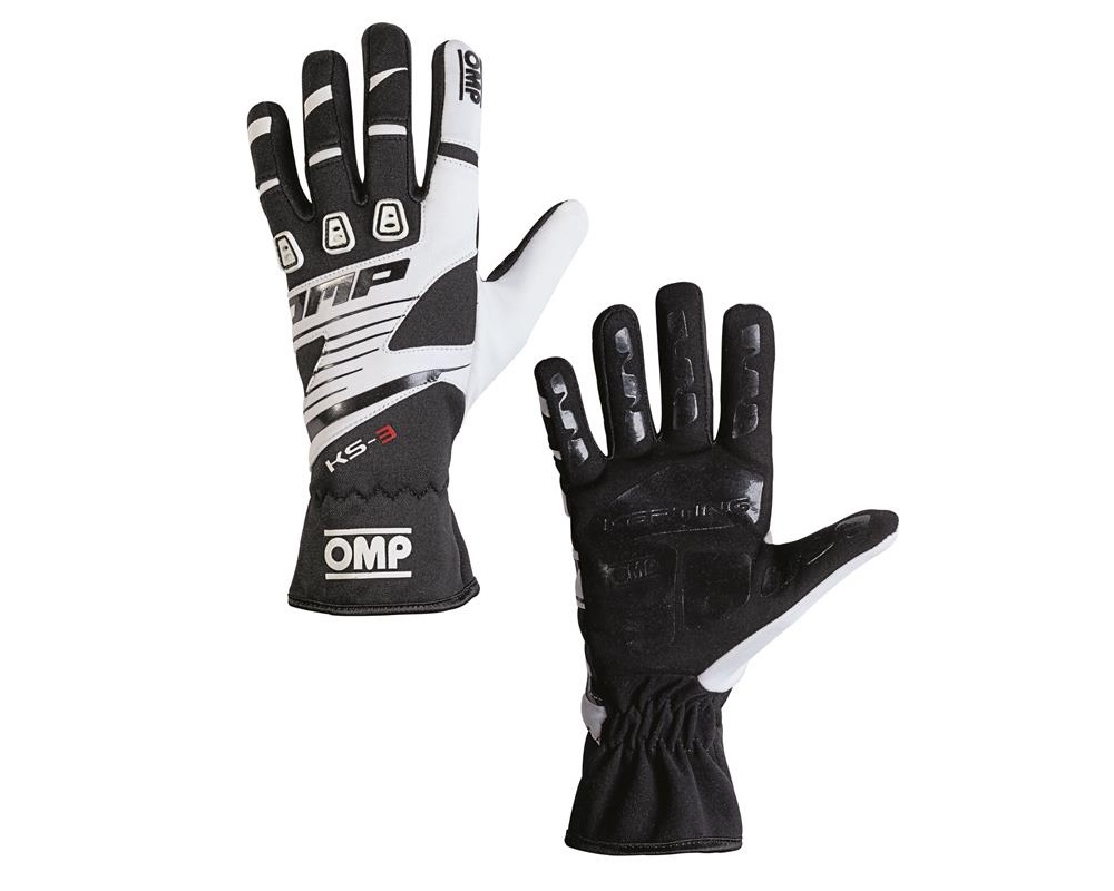 Kartingové rukavice Omp KS-3 černobílé velikost Xs 8