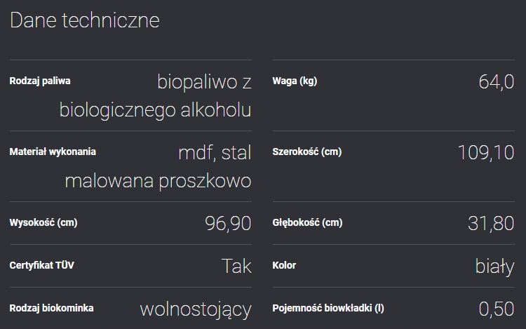 Biokominek bezdymny JULY wolnostojący + Kamyki Głębokość produktu 32 cm