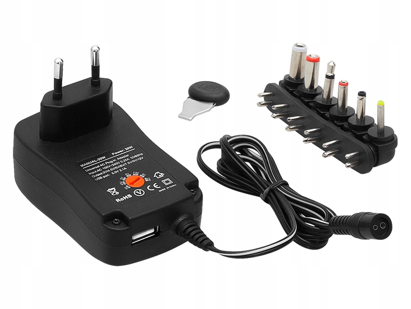 

Zasilacz Regulowany 3-12V 1200mA 7 Wtyk + Usb 5V