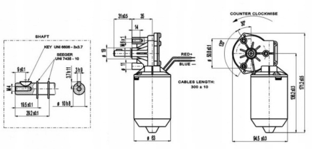 SILNIK PODAJNIKA DRUTU ELVI 24V 30W 100605 MIG/MAG Kod producenta 100605
