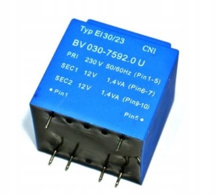 

BV030 Transformator 230V / 2 x 12V 2.8VA EI30/23