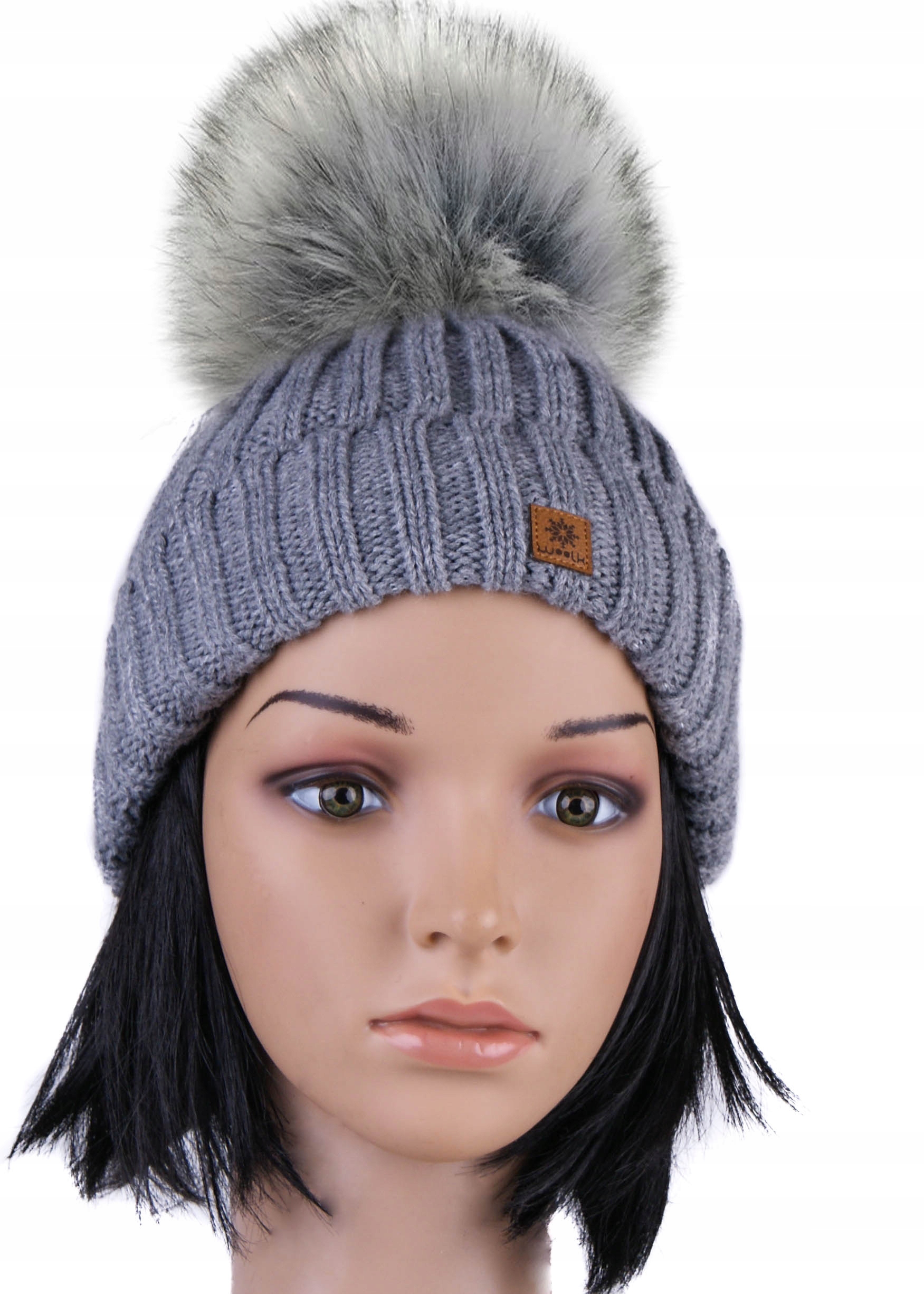 

Czapka Zimowa Szary Woolk Kiki Wełna Moda Styl