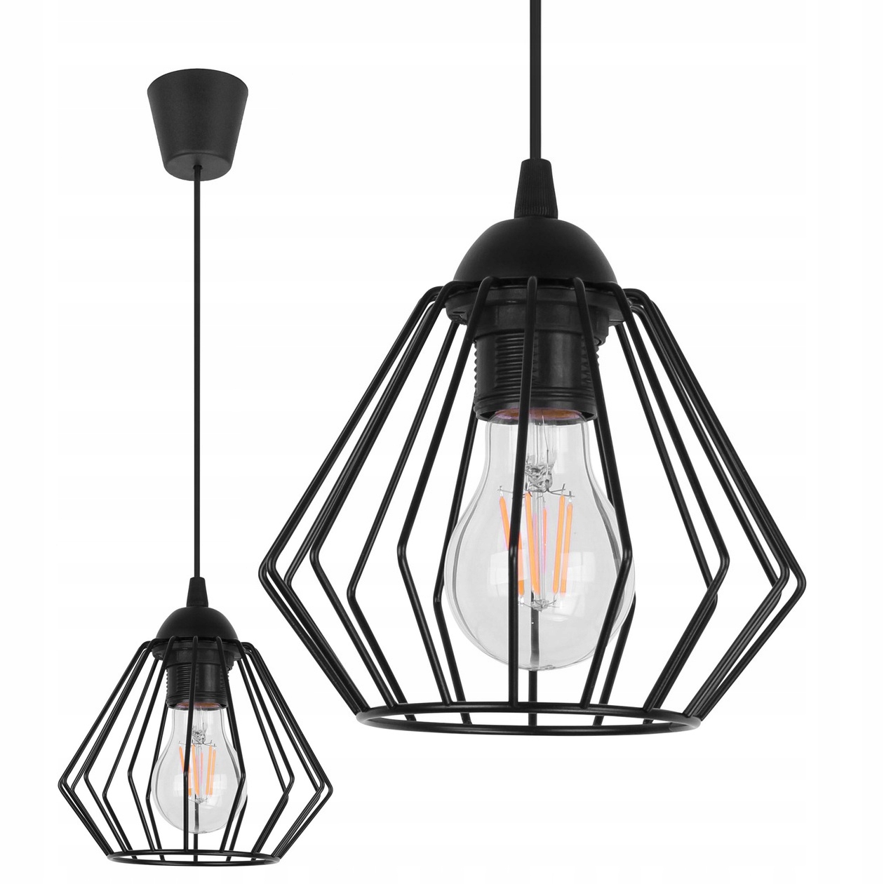 

Sufitowa Lampa Wisząca Diament Loft Edison Led