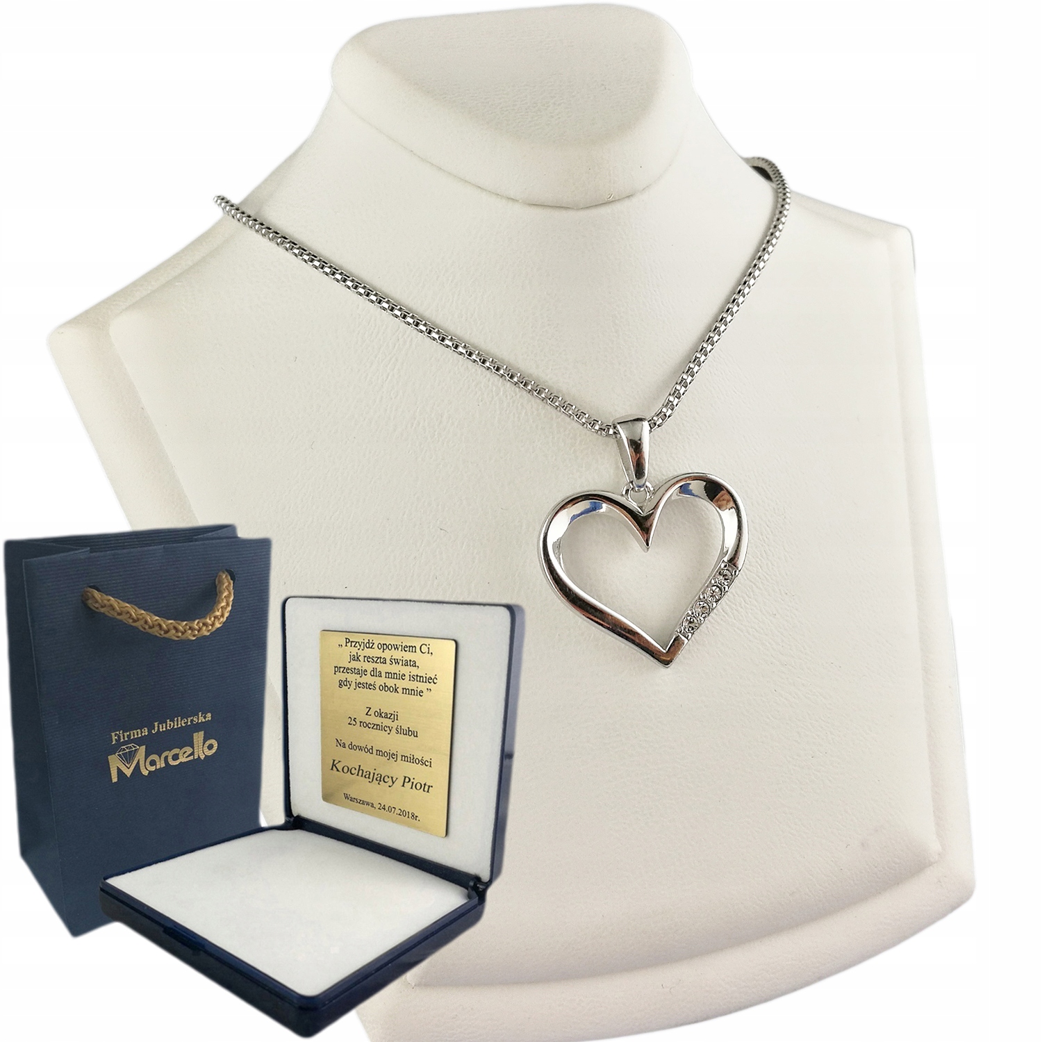 

Łańcuszek Srebrny Damski Z Serduszkiem + Grawer