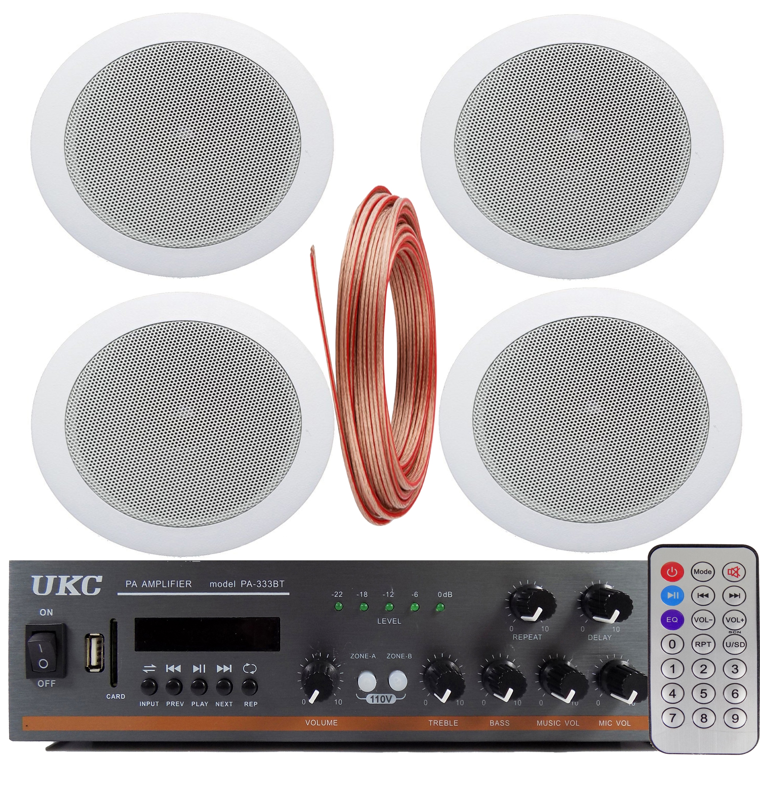 NAGŁOŚNIENIE SUFITOWE 4 GŁOŚNIKI BLUETOOTH STREFY