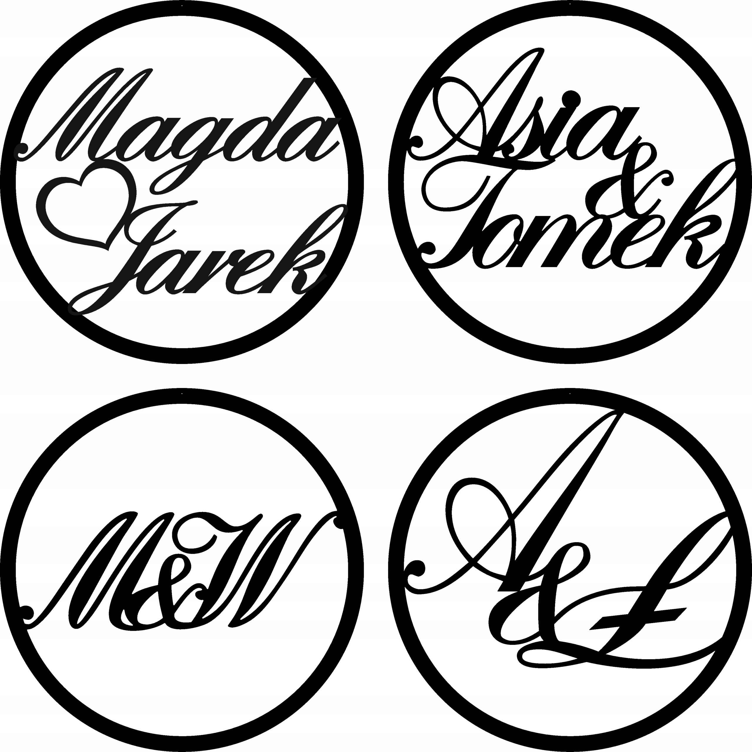 Koło imiona Srebrne Złote lustro Ślub Wesele 50 cm Marka inna