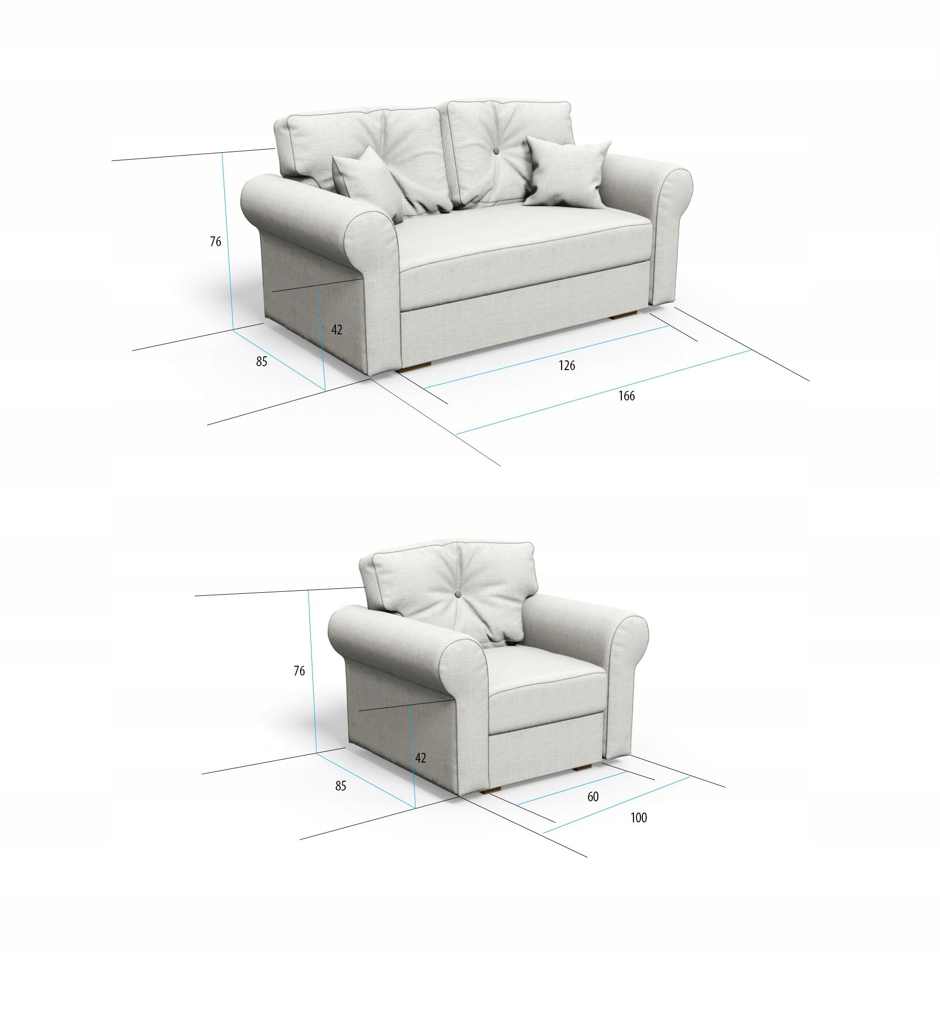 ZESTAW 3+2+1 kanapa sofa fotel skandynawski styl Materiał obicia inne