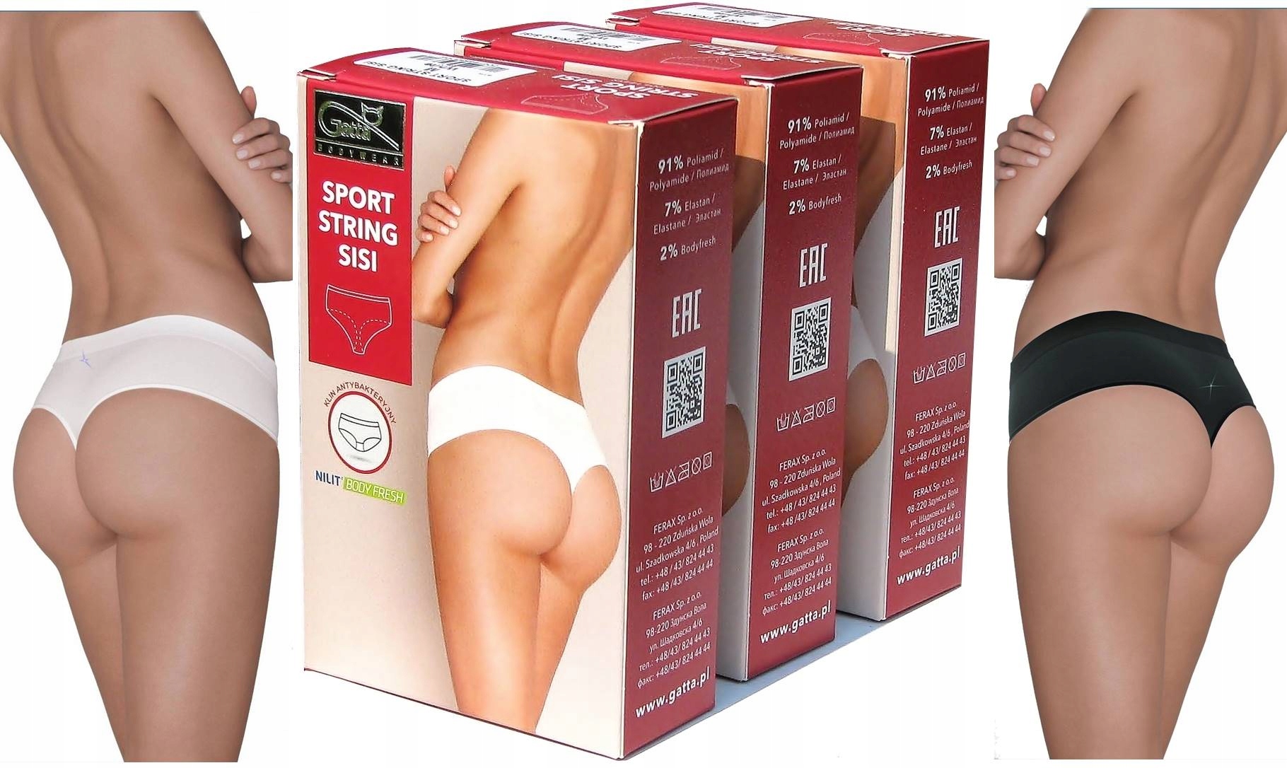 

3 Pak Gatta Sisi String Sport Bezszwowe Stringi M