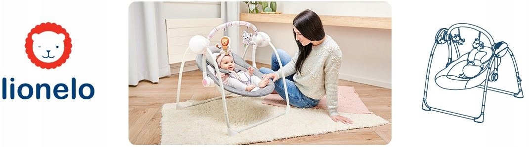 LEŻACZEK BUJACZEK HUŚTAWKA LIONELO RUBEN + MELODIE Szerokość produktu 64 cm