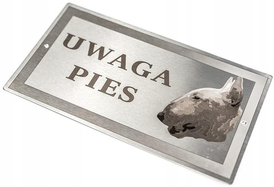 

Tabliczka ostrzegawcza Uwaga Pies Bulterier