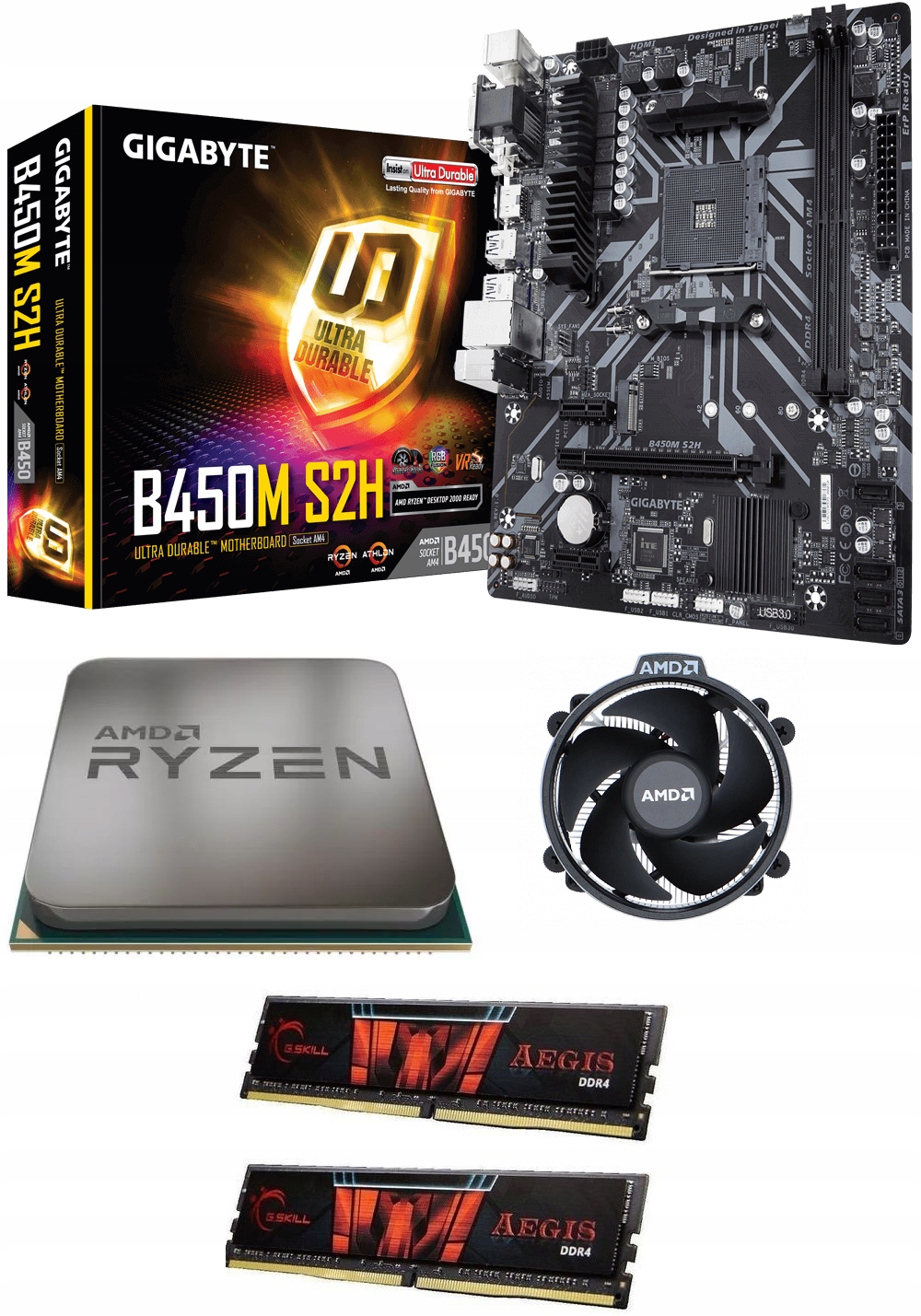 Gb B450M S2H AM4 DDR4 Ryzen 5 2600 +16GB DDR4