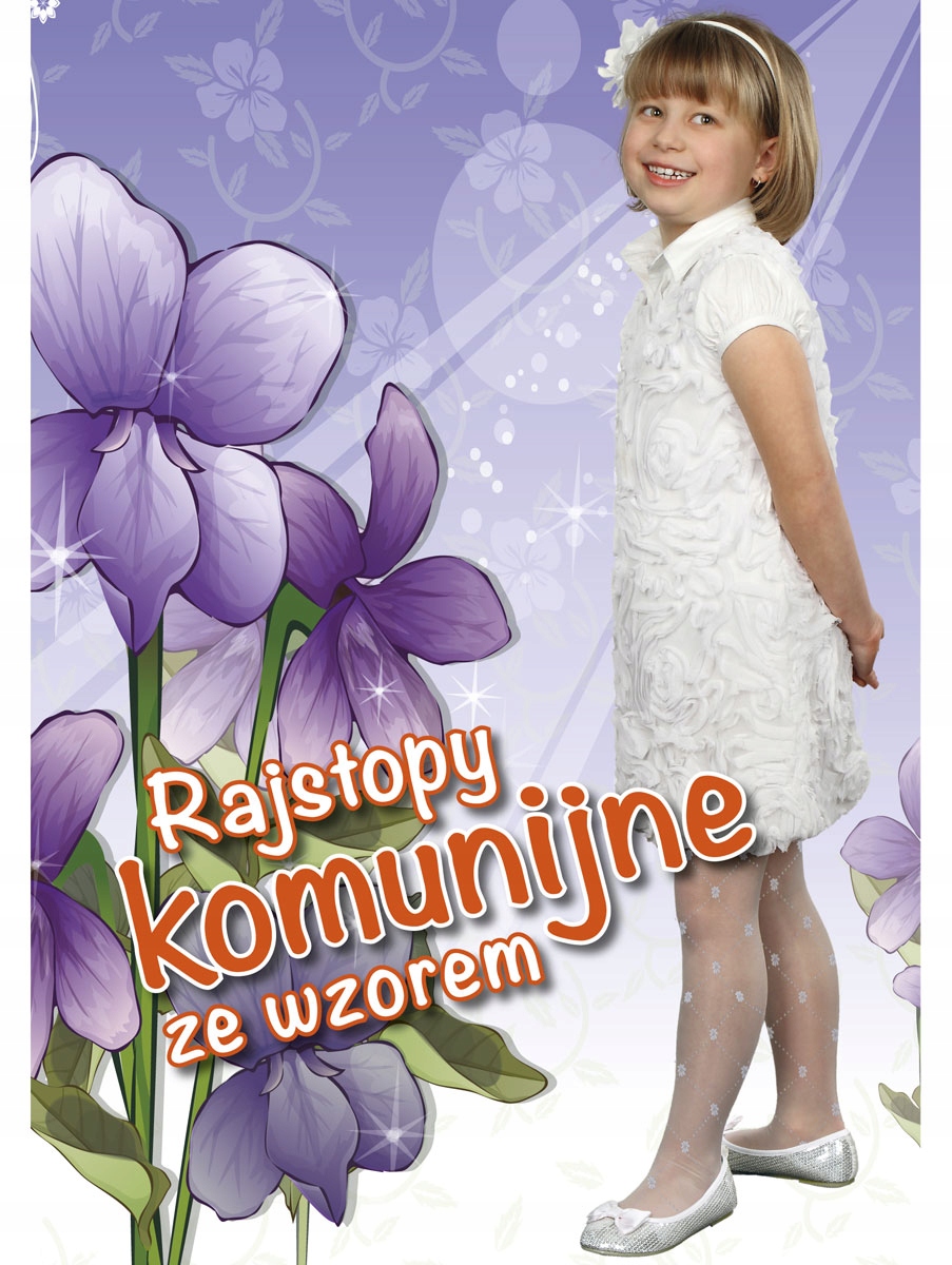 

Rajstopy Gajatex komunijne białe wzorzyste 140/146