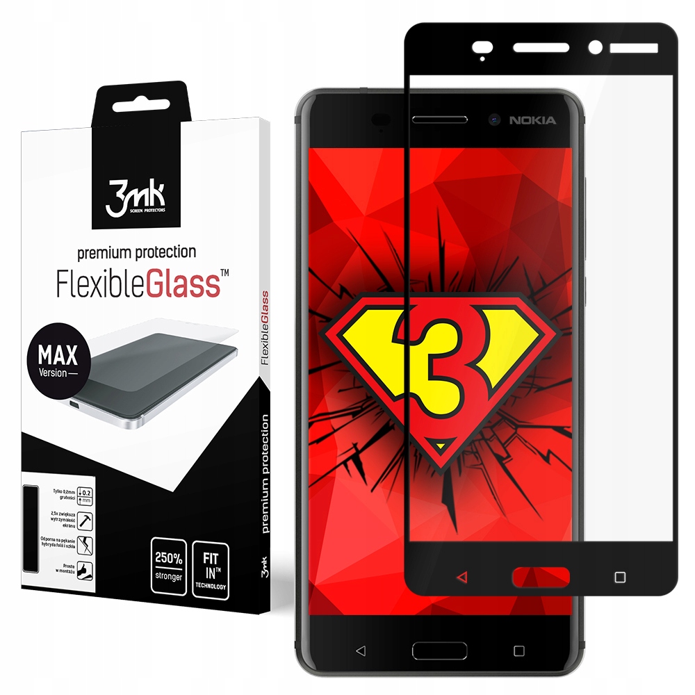 

Szkło na cały ekran 3mk Flexible Glass Max Nokia 6