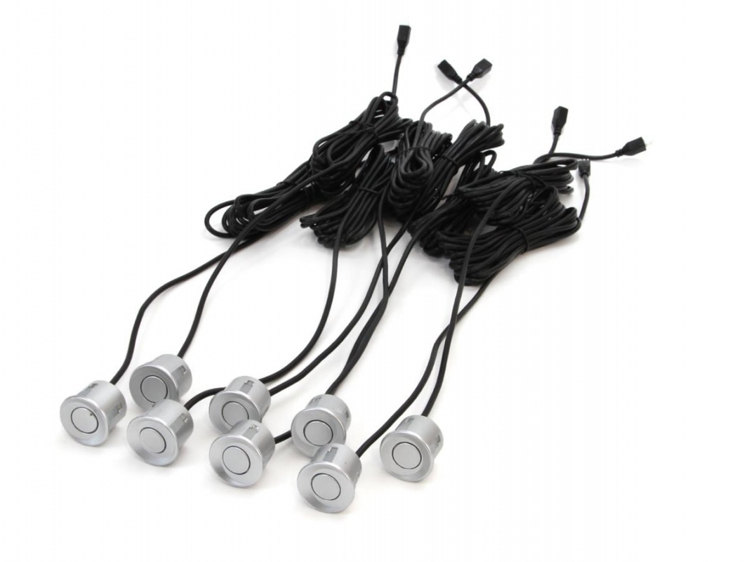 Czujniki parkowania PRZOD TYL 8xSENSOR LED SREBRNE Brand AMiO