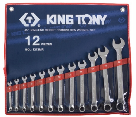 Očkoploché kľúče Ohnuté 6-22 12ks Silné Puzdro King Tony 1272MR