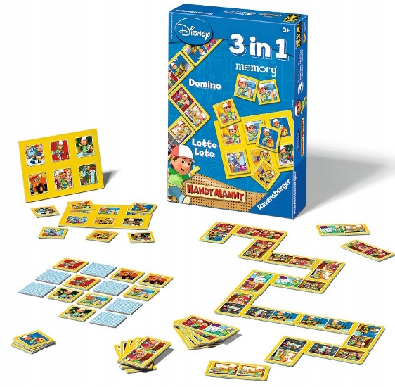 PAN ZŁOTA RĄCZKA 3W1 RAVENSBURGER GRA MEMORY DOMINO LOTTO