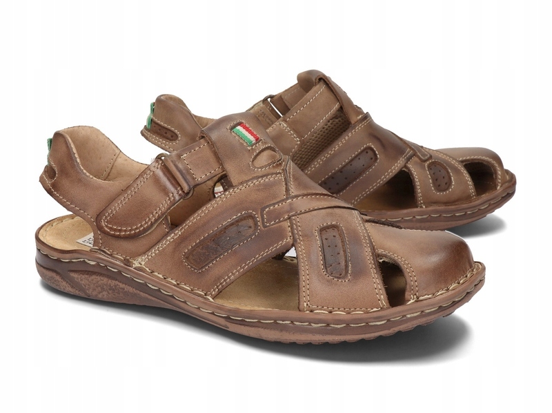 

Sandały Na Rzepy Skóra Polskie 116 Brąz 43