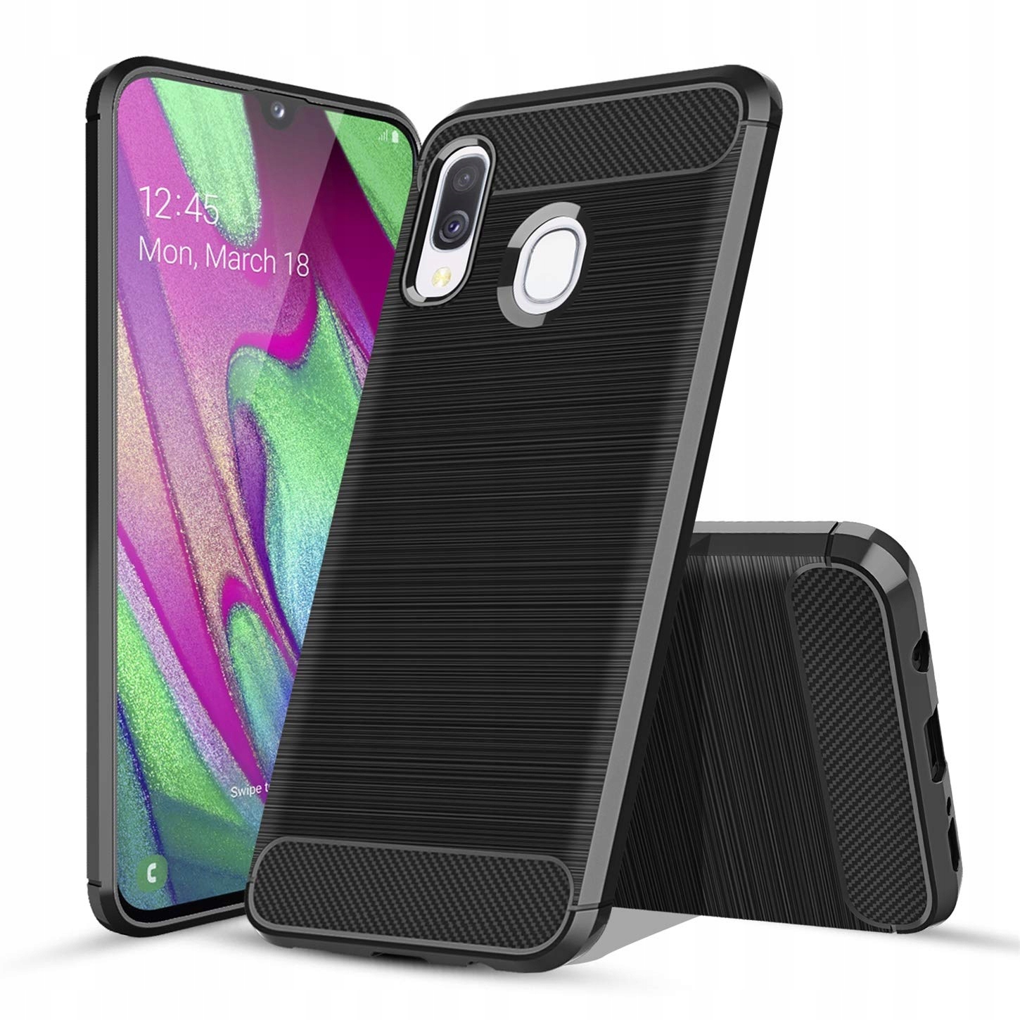 

Carbon Case etui do Samsung Galaxy A40 + Szkło 9H