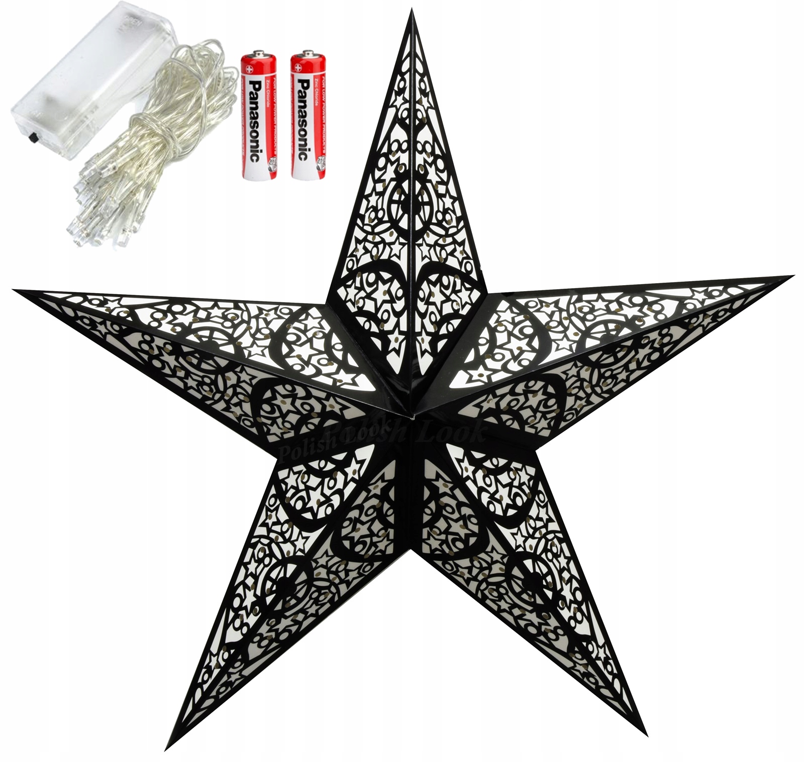 GWIAZDA PAPIEROWA LED witraż lampka 60CM + BATERIE