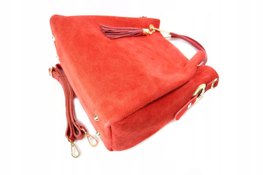 KUFER VERA PELLE WŁOSKA SKÓRA ZAMSZ A4 CZERWONA Styl miejski