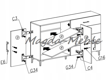 ABS-1 KOMODA ARTISAN OAK DĄB 160 4 szuflady drzwi Kolor frontów dąb artisan