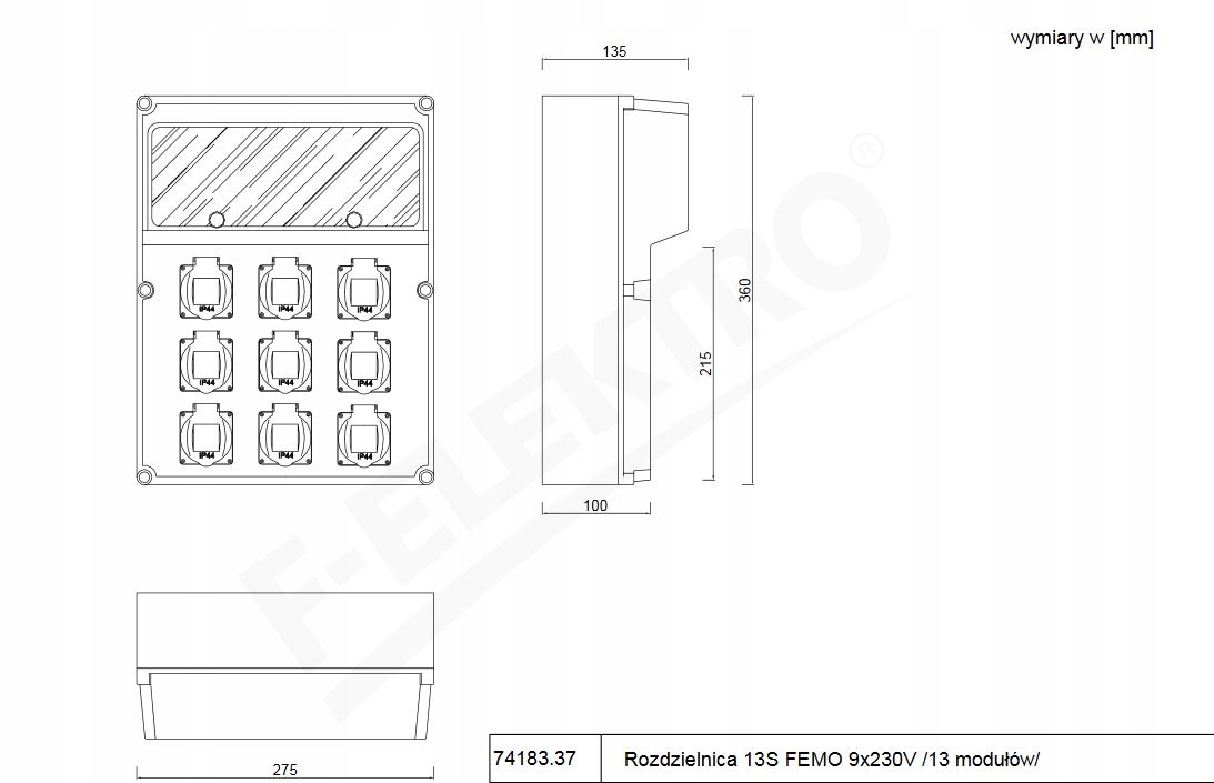 Rozdzielnica 13S FEMO 9x230V /13 modułów/ Rodzaj rozdzielnica
